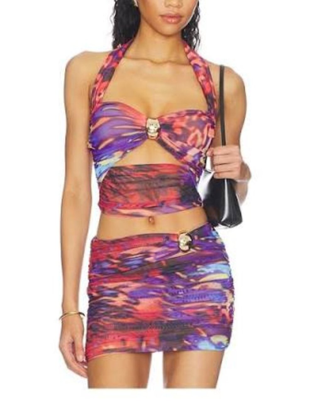 AFRM Kirrily Top and Skirt Cosmo Cobalt Scale 2 piece set NWT XS